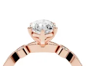 Marquise Vintage Milgrain Solitaire Engagement Ring Setting | Bezel Accents | Rose Gold