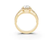 Oval Halo Engagement Ring Setting | Two-Row Pave Split Shank | Yellow Gold
