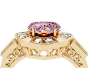 Heart-Shaped Milgrain Sectioned Halo Engagement Ring Setting for a Fancy Pink Lab-Grown Diamond | Yellow Gold