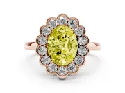 Oval Scalloped Cluster Halo Engagement Ring Setting for a Fancy Yellow Lab-Grown Diamond | Plain Band | Rose Gold