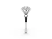 Cushion Cut Floral Engagement Ring Setting | Petal Frame and Side Stones | Platinum