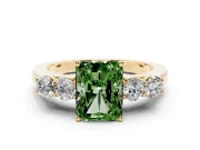 Radiant Cut 5 Stone Engagement Ring Setting for a Fancy Green Lab-Grown Diamond | Yellow Gold