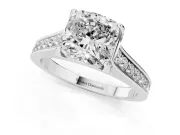 Cushion Cut Diamond Solitaire Pavé Engagement Ring Set in Silver with Prong Setting