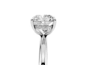Cushion Cut Diamond Solitaire Ring Set in Silver with Thin Band and Prong Setting