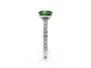 Radiant Cut Pave Engagement Ring Setting for a Fancy Green Lab-Grown Diamond | Shared Prong Band | Sterling Silver