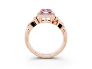 Cushion Cut Floral Halo Engagement Ring Setting for a Fancy Pink Lab-Grown Diamond | Rose Gold