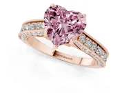Heart-Shaped Hidden Halo Engagement Ring Setting for a Fancy Pink Lab-Grown Diamond | Milgrain Pave | Rose Gold