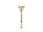 Princess Cut Hidden Halo Pave Engagement Ring Setting | Claw Prongs | Yellow Gold