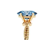 Oval Twisted Engagement Ring Setting for a Fancy Blue Lab-Grown Diamond | Beaded Twist | Yellow Gold