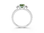 Emerald Cut Three Stone Engagement Ring Setting for a Fancy Green Lab-Grown Diamond | Pave Shoulders | Sterling Silver