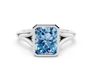 Radiant Cut Bezel Engagement Ring Setting for a Fancy Blue Lab-Grown Diamond | Sterling Silver