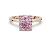 Radiant Cut Solitaire Engagement Ring Setting for a Fancy Pink Lab-Grown Diamond | Tapered Plain Band | Rose Gold