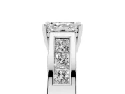 Asscher Cut Diamond Solitaire Ring Set in Silver with Channel-Set Accent Stones and Prong Setting