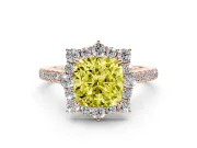 Cushion Cut Scalloped Halo Engagement Ring Setting for a Fancy Yellow Lab-Grown Diamond | Single Row Pave | Rose Gold