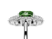 Princess Cut Floral Double Halo Engagement Ring Setting for a Fancy Green Lab-Grown Diamond | Plain Band | White Gold