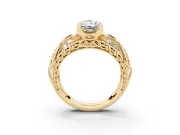 Radiant Cut Art Deco Graduated Pave Engagement Ring Setting | Split Shank | Yellow Gold