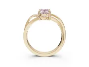 Oval Bypass Solitaire Engagement Ring Setting for a Fancy Pink Lab-Grown Diamond | Pavé and Plain Strands | Yellow Gold