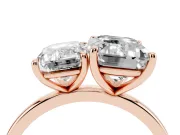 Emerald Cut and Emerald Cut Toi Moi Ring Set in Rose gold with Prong Setting