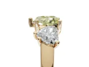 Heart-Shaped Three Stone Engagement Ring Setting for a Fancy Yellow Lab-Grown Diamond | Tapered Band | Yellow Gold
