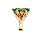 Fancy Green Pear Cut Diamond Solitaire Engagement Ring Set in Yellow gold with Slim Tapered Solitaire Band