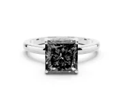 Princess Cut Hidden Halo Engagement Ring Setting for a Black Center | Thin Band | Sterling Silver