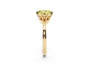 Fancy Yellow Oval Cut Diamond Solitaire Engagement Ring Set in Yellow gold with Slim Tapered Solitaire Band