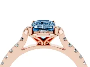 Emerald Cut Floral Petal Engagement Ring Setting for a Fancy Blue Lab-Grown Diamond | Petal Accents | Rose Gold