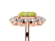 Emerald Cut Floral Double Halo Engagement Ring Setting for a Fancy Yellow Lab-Grown Diamond | Plain Band | Rose Gold
