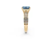 Emerald Cut Three Row Pave Engagement Ring Setting for a Fancy Blue Lab-Grown Diamond | Yellow Gold