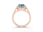 Round Floral Halo Engagement Ring Setting for a Fancy Blue Lab-Grown Diamond | Large Round Accents | Rose Gold