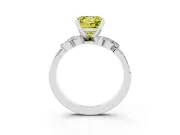 Fancy Yellow Princess Cut Diamond Solitaire Ring Set in White gold with Marquise Twist Band and Prong Setting