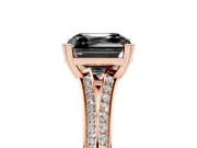Asscher Cut Split Shank Engagement Ring Setting for a Black Center | Pavé Band | Rose Gold