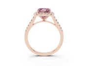 Princess Cut Halo Engagement Ring Setting for a Fancy Pink Lab-Grown Diamond | Pave Shoulders | Rose Gold