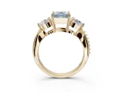 Princess Cut Three Stone Engagement Ring Setting for a Fancy Blue Lab-Grown Diamond | Tapered Pave Band | Yellow Gold