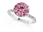 Round Pave Engagement Ring Setting for a Fancy Pink Lab-Grown Diamond | Slim Band | Platinum