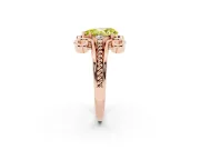 Fancy Yellow Pear Cut Diamond Twisted Band Solitaire Ring Set in Rose gold with Scroll Prongs