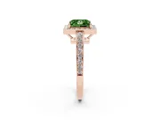 Fancy Green Princess Cut Diamond Halo Pavé Engagement Ring Set in Rose gold with Bezel Setting