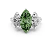 Marquise Three Stone Engagement Ring Setting for a Fancy Green Lab-Grown Diamond | Braided Band | Platinum