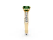 Fancy Green Asscher Cut Diamond Solitaire Ring Set in Yellow gold with Channel-Set Band and Prong Setting