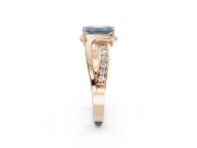 Emerald Cut Bypass Solitaire Engagement Ring Setting for a Fancy Blue Lab-Grown Diamond | Pavé Strands | Rose Gold