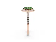 Oval Halo Engagement Ring Setting for a Fancy Green Lab-Grown Diamond | Pave Shoulders | Rose Gold