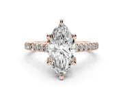 Marquise Hidden Halo Pave Engagement Ring Setting | Claw Prongs | Rose Gold