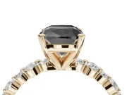 Cushion Cut Pavé Engagement Ring Setting for a Black Center | Alternating Accents | Yellow Gold