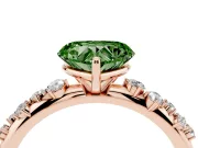 Fancy Green Heart Cut Diamond Cluster Solitaire Ring Set in Rose gold with Prong Setting