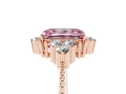 Emerald Cut Cluster Engagement Ring Setting for a Fancy Pink Lab-Grown Diamond | Rose Gold