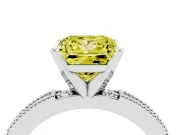 Princess Cut Vintage Pavé Engagement Ring Setting for a Fancy Yellow Lab-Grown Diamond | Platinum