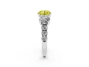 Round Three Stone Engagement Ring Setting for a Fancy Yellow Lab-Grown Diamond | Accented Shoulders | Platinum