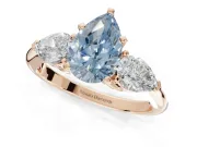 Pear-Shaped 3-Stone Engagement Ring Setting for a Fancy Blue Lab-Grown Diamond | Rose Gold