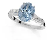 Oval Tapered Baguette Engagement Ring Setting for a Fancy Blue Lab-Grown Diamond | Sterling Silver