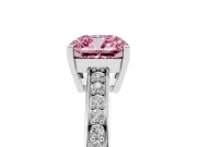 Cushion Cut Pave Solitaire Engagement Ring Setting for a Fancy Pink Lab-Grown Diamond | Accented Basket | White Gold
